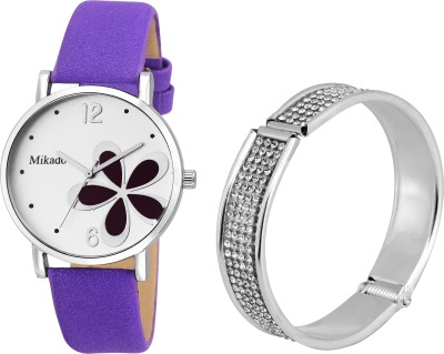 Mikado Exclusive fashion designer flora purple analog watch combo set for women Watch  - For Girls   Watches  (Mikado)