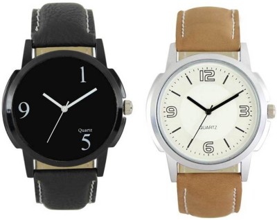 FASHION POOL LOREM MEN'S VINTAGE COMBO OF FULL BLACK & UNIQUE WHITE DIAL GRAPHICS WATCH WITH UNIQUE COLOR COMBO PROFESSIONAL & CASUAL WEAR LEATHER BELT WATCH FOR FESTIVAL SPECIAL Watch  - For Men   Watches  (FASHION POOL)