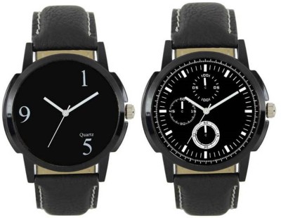 FASHION POOL LOREM MEN'S MOST PERFECT COMBO OF FULL BLACK WATCH WITH A UNIQUE DIAL GRAPHICS PROFESSIONAL & PARTY WEAR MOST ULTIMATE DIAL COMBO WIT FULL BLACK LEATHER BELTS FOR FESTIVAL COLLECTION Watch  - For Men   Watches  (FASHION POOL)