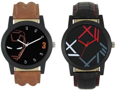 FASHION POOL MOST UNIQUE WATCH WITH IRON MAN SPECIAL DIAL GRAPHICS & FULL BLACK PARALLEL LINE DIAL GRAPHICS COMBO PARTY WEAR & CASUAL WEAR WATCH WITH BLACK & BROWN STUNNING LEATHER BELTS FOR FESTIVAL COLLECTION Watch  - For Men   Watches  (FASHION POOL)