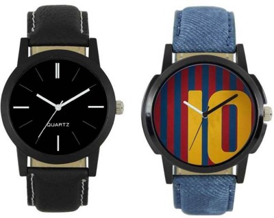 FASHION POOL LOREM MEN'S MOST STUNNING FULL BLACK & MESSI BARCELONA DIAL GRAPHICS PROFESSIONAL & CASUAL WEAR WATCH WITH BLACK & BLUE LEATHER BELTS FOR FESTIVAL COLLECTION Watch  - For Men   Watches  (FASHION POOL)