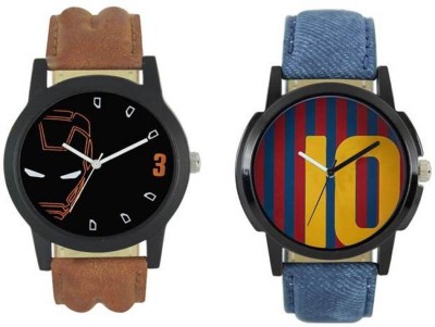 FASHION POOL LOREM MEN'S MOST STUNNING IRON MAN DIAL GRAPHICS WITH MESSI SPECIAL BARCELONA DIAL GRAPHICS COMBINATION PROFESSIONAL, CASUAL & PARTY WEAR WATCH WITH BROWN & BLUE LEATHER BELT COMBO FOR FESTIVAL SPECIAL Watch  - For Men   Watches  (FASHION POOL)