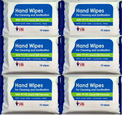 SHI HAND WIPES SET OF 90 WIPES (6 X 15 WIPES)(90 Pieces)