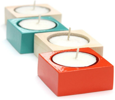 

IVEI Wooden 4 - Cup Candle Holder(Green, Orange, Beige, Pack of 4)