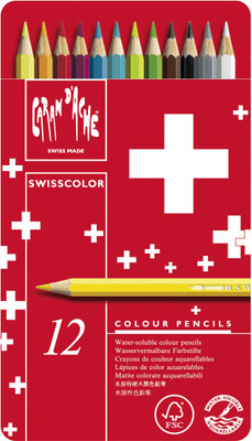 

Caran dAche 1285.712 Swisscolor (Metal Box) Water Hexagonal Shaped Color Pencils(Set of 12, Multicolor)