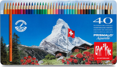

Caran dAche 999.340 Prismalo Aquarelle Water-Soluble (Metal Box) Hexagonal Shaped Color Pencils(Set of 40, Multicolor)