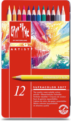 

Caran dAche 3888.312 Artist Supracolor Soft Aquarelle (Metal Box) Hexagonal Shaped Color Pencils(Set of 12, Multicolor)