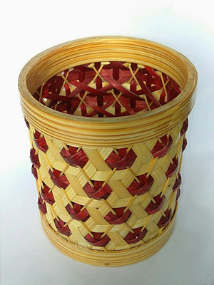 OXIGA 1 Compartments Bamboo Pen Holder(Bamboo, Red)
