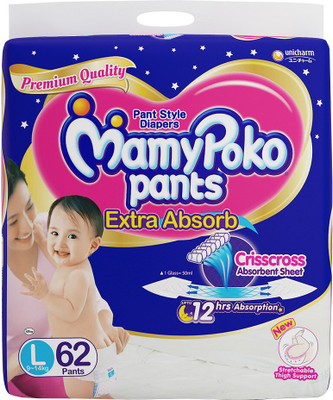 

MamyPoko Pants Extra Absorb Diaper - L(62 Pieces)