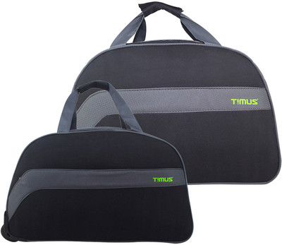 

TIMUS BOLT 55 & 65 CM Black 2 Wheel Duffle Trolley For Travel SET OF 2 ( Medium Check-in Luggage ) Duffel Strolley Bag(Black)