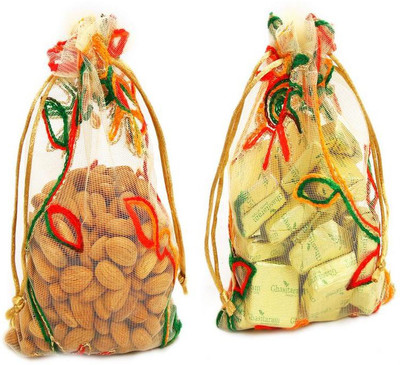 

Ghasitaram Gifts Almonds and Chocolate Net Pouch Combo(300)