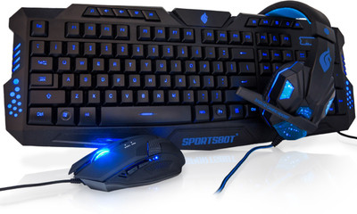 

SportsBot SPORTSBOT® SS301 BLUE LED GAMING OVER-EAR HEADSET HEADPHONE, KEYBOARD & MOUSE COMBO SET Gaming Accessory Kit(Blue, For PC)
