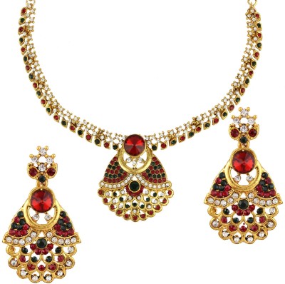 Angel In You Alloy Gold-plated Maroon, Green, Gold, White, Multicolor Jewellery Set(Pack of 1)