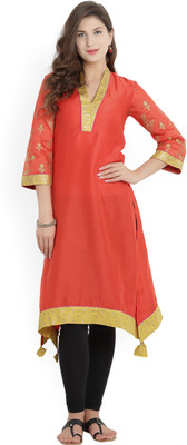 BIBA Women Printed A-line Kurta(Orange)