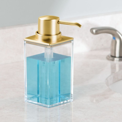 

InterDesign Gel, Conditioner, Shampoo, Soap, Lotion Dispenser 295 ml Soap Dispenser(Gold, Clear)