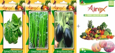 Airex Spinach, Chilli, Brinjal Round Seed(20 per packet)