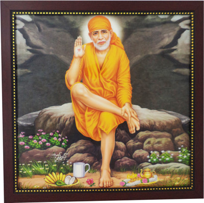 

R S Exports Lord Shirdi Sai baba Photo Frame (34 cm x 34 cm x 1.5 cm) / saibaba sirdi shirdi shridi sai baba / God Gods and Goddess Religious Frame