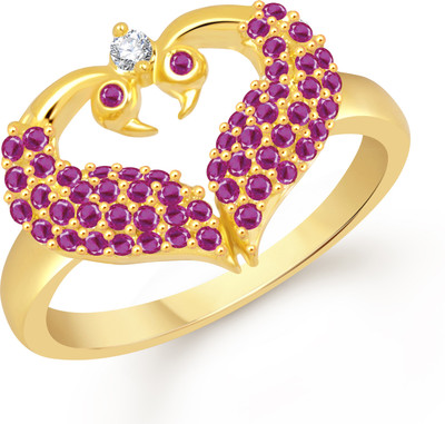 VK Jewels Dual Mayur Shaped for Women and Girls Alloy Cubic Zirconia Gold Plated Ring