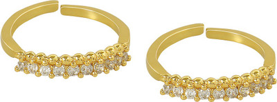 Muchmore Fancy Gold Plated Toe Ring with Crystal Stone for Women's Alloy Gold Plated Toe Ring