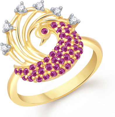 VK Jewels Charming Mayur Shaped for Women and Girls Alloy Cubic Zirconia Gold Plated Ring