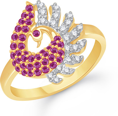 VK Jewels Bewitching Mayur Shaped for Women and Girls Alloy Cubic Zirconia Gold Plated Ring