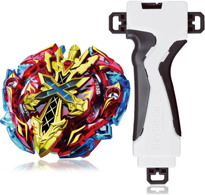 

Apurbas Beyblade Burst Starter B-48 Xeno Xcalibur M.I Beyblades with Launcher + grip Stater set High Performance Battling Top(Red, Yellow)