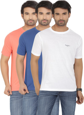 Pepe Jeans Solid Men Round or Crew Multicolor T-ShirtPack of 3