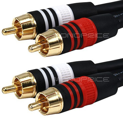

monoprice TV-out Cable 3ft Premium 2 RCA Plug/2 RCA Plug M/M 22AWG Cable Black(Black, For DVD, 1 m)