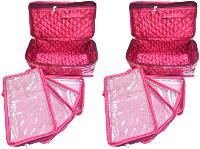 

Aadhya 5 slot jewellery pouch pack of 2 Vanity Box(Pink)