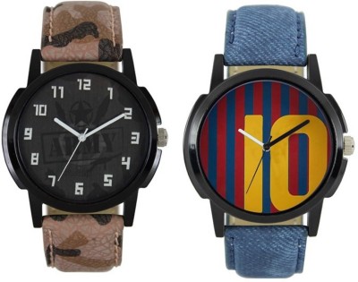 FASHION POOL LOREM MEN'S MOST STUNNING ARMY STYLE WATCH WITH FOOTBALL SPECIAL BARCELONA MESSI SPECIAL WATCH COMBINATION PROFESSIONAL & CASUAL WEAR WATCH WITH FULL BLUE & ARMY STYLE LEATHER BELTS FOR FESTIVAL SPECIAL Watch  - For Boys   Watches  (FASHION POOL)