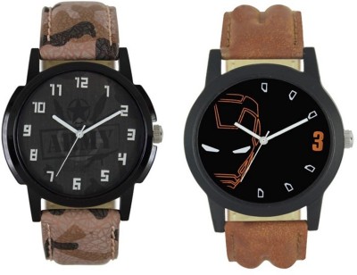 FASHION POOL LOREM MEN'S MOST STUNNING ARMY STYLE WATCH WITH BLACK ORANGE DIAL COMBO PROFESSIONAL & CASUAL WEAR WATCH WITH ARMY STYLE & BROWN LEATHER BELT WATCH FOR FESTIVAL COLLECTION Watch  - For Boys   Watches  (FASHION POOL)