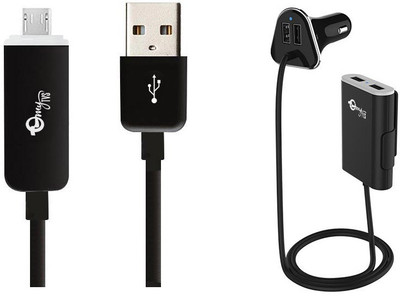 

myTVS 9.6 Amp TI-14 4 Port Black Car Front & Rear Seats Mobile Charger with TC-29 Micro USB Black Fast Charging Data Cable with LED Indicator for Android (1 mtr) Combo