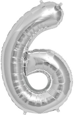 

Shop Online Solid "6" Number Silver foil Balloon - 16 inches Balloon(Silver, Pack of 1)