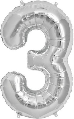 

Shop Online Solid "3" Number Silver foil Balloon - 16 inches Balloon(Silver, Pack of 1)
