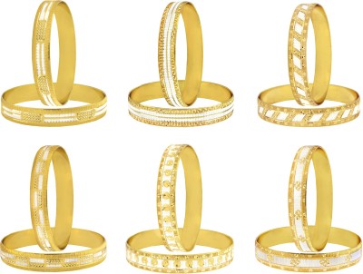 the jewelbox Brass Gold-plated Bangle Set(Pack of 12)