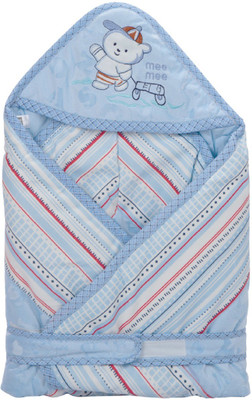 

MeeMee Plain  Hooded Baby Blanket(Cotton, Blue