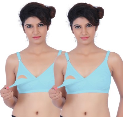 Fabme Feeding Women Maternity/Nursing Non Padded Bra(Light Blue)