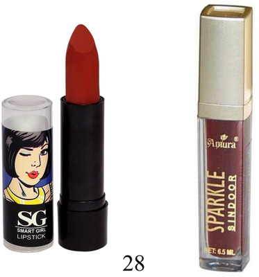 Amura Smart Girl LipStick and Sparkle Sindur Combo(Set of 2)