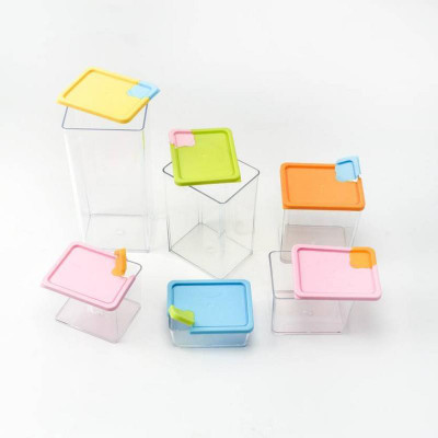 

Online World 6 Pcs Stackable & Space-Savvy Pocket Food Storage Box Container 6 Piece Condiment Set(Plastic)