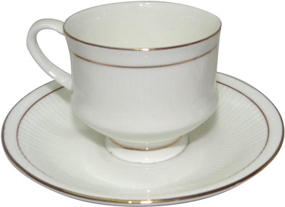 

TMCA Bone China Cup Saucer Set Bone China(White, Pack of 12)