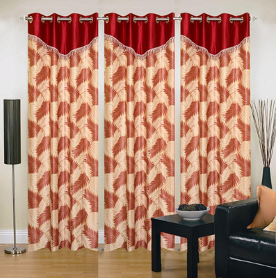 

Stella Creations 214 cm (7 ft) Polyester Door Curtain (Pack Of 3)(Printed, Maroon)