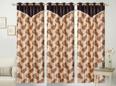 

Stella Creations 275 cm (9 ft) Polyester Long Door Curtain (Pack Of 3)(Printed, Brown)