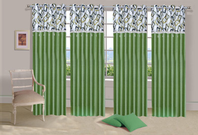 

Stella Creations 274 cm (9 ft) Polyester Long Door Curtain (Pack Of 4)(Printed, Light Green)
