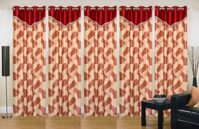 

Ville Style 214 cm (7 ft) Polyester Door Curtain (Pack Of 5)(Abstract, Maroon)