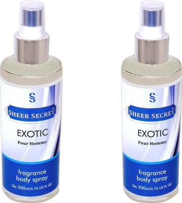 

SHEER SECRET 2 EXOTIC MEN Body Mist - For Men(400 ml, Pack of 2)