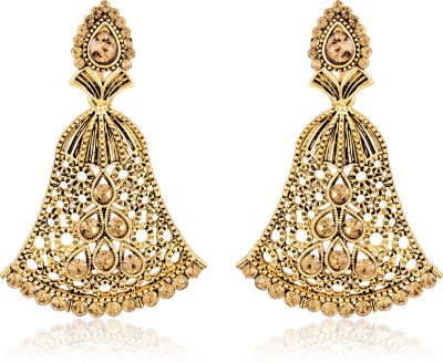 MEENAZ Fashion Jewellery Traditional Gold plated Chandbali Pearl Jhumka Jhumki Earrings for Girls women Combo partywear stylish Wedding Jewelry Hangings Jhumka Earrings Pendants for girls- jhumki earrings-194 Cubic Zirconia, Pearl Copper, Brass Jhumki Earring