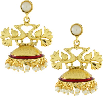 the jewelbox Peacock Crown Copper Jhumki Earring