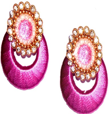 Shrungarika Fashionable Pink Fabric Chandbali Earring