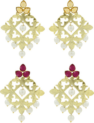 the jewelbox Combo Set Pearl Brass Drops & Danglers