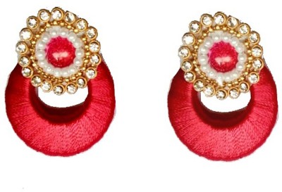 Shrungarika Fashionable Red Silk Dori Stud Earring